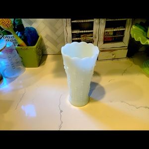 Beautiful dotted milk glass vase